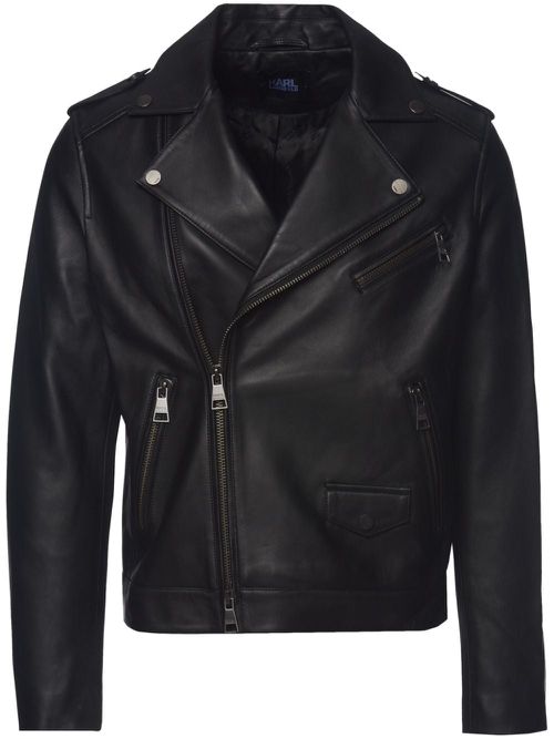 Leather biker jacket - 999 BLACK