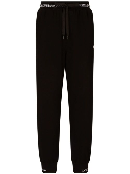 Logo-waistband drawstring track pants - Black