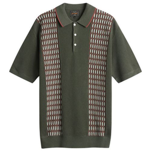 Men's Jacquard Stripe Knit Polo in Green
