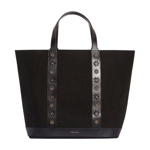 Canvas leather L cabas tote bag