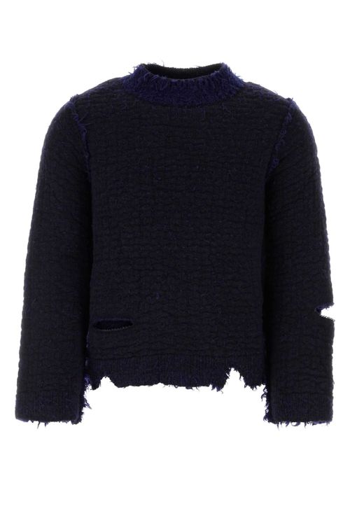 Merino Wool Blend Sweater — Navy