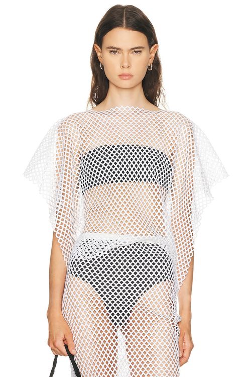 SEV Sequin Mesh Top in Ivory - White. M also in