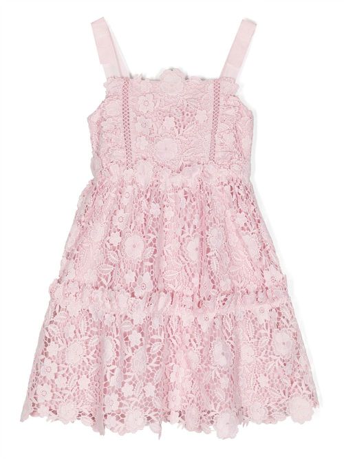 Lace-pattern mini dress - Pink