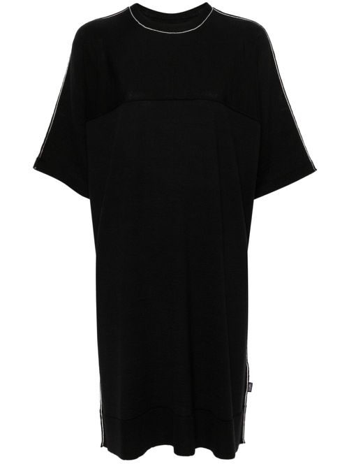 Logo-tag short-sleeve dress - Black