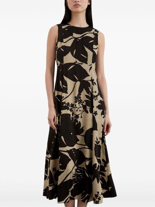 Floral-print sleeveless dress - Neutrals