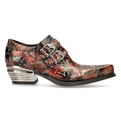 New Rock 7960-S6 Embossed Mens Vintage Black
