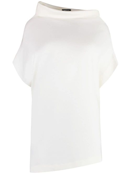 Asymmetric neck blouse - White