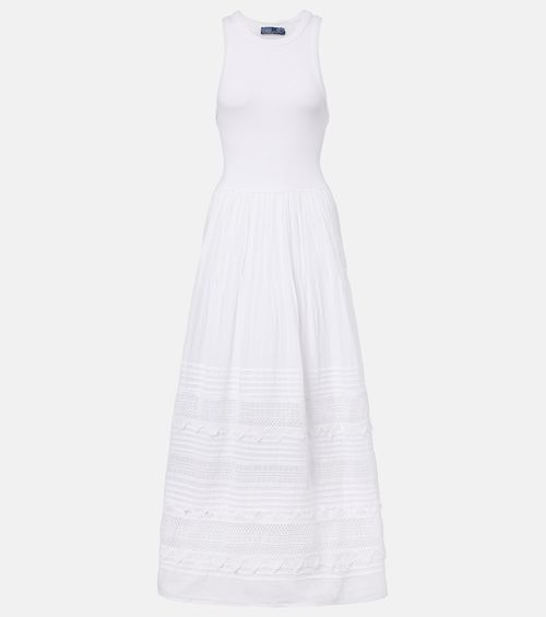 Lace-trimmed cotton-blend maxi dress