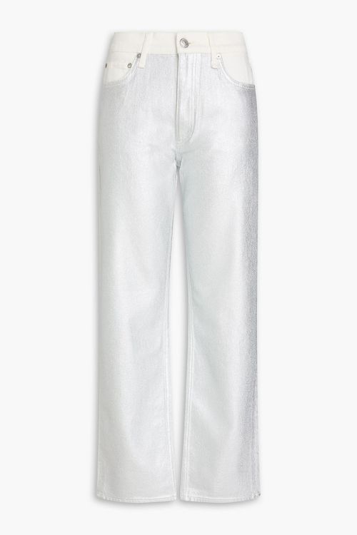 Rag & bone - Harlow metallic coated high-rise straight-leg jeans - Metallic - 29