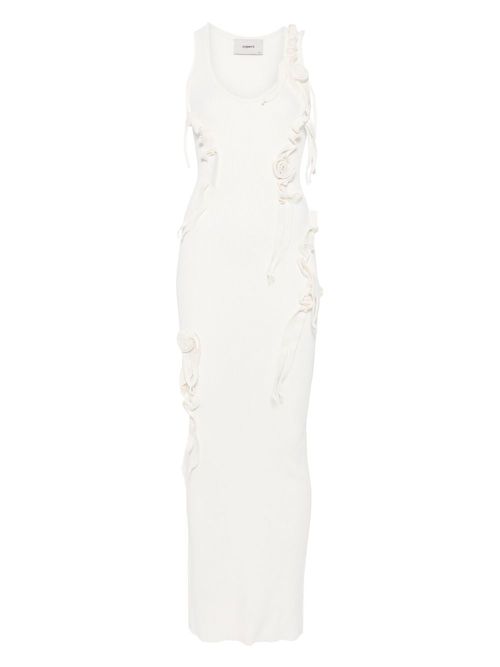 Ribbon-detail knitted maxi dress - White