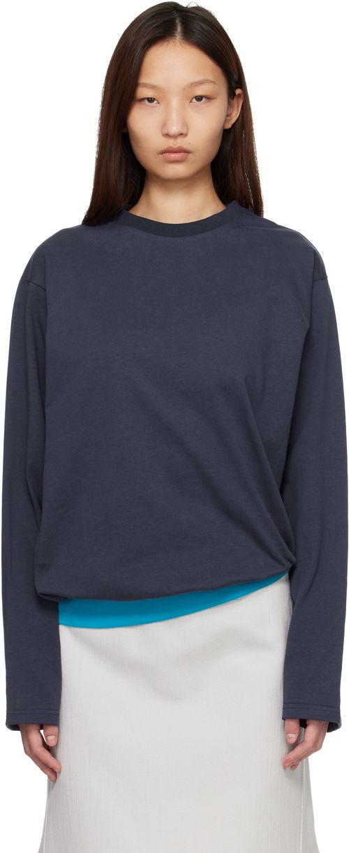 Navy Contrast Waistband T-Shirt