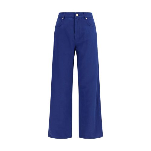 Cotton-Linen Blend Trousers — Blue