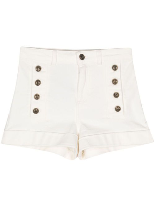 Button-detail denim shorts - White