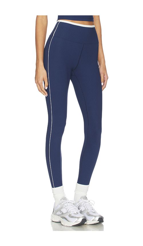 YEAR OF OURS Ribbed Track Legging in Navy & White - Navy. L also in