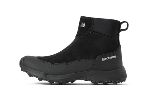 Icebug Metro2 BUGrip Men’s Winter Walking Boots – Suede Upper – Carbide Studded Traction Sole – Zipper Closure – Black – US