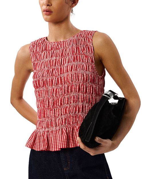 Gingham Shirred Top