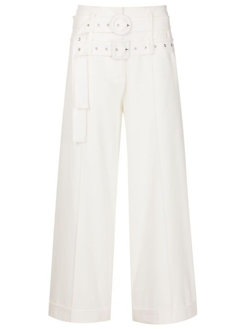 Double-buckle wide-leg trousers - White