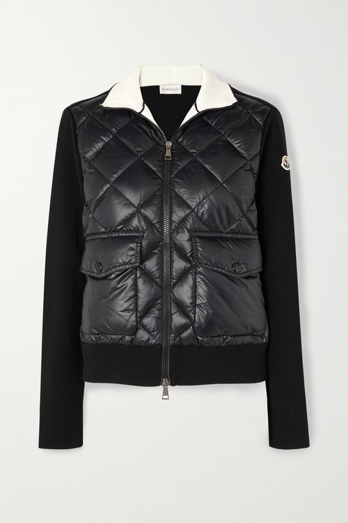 Wool And Quilted Shell Down Jacket - Black - xx small