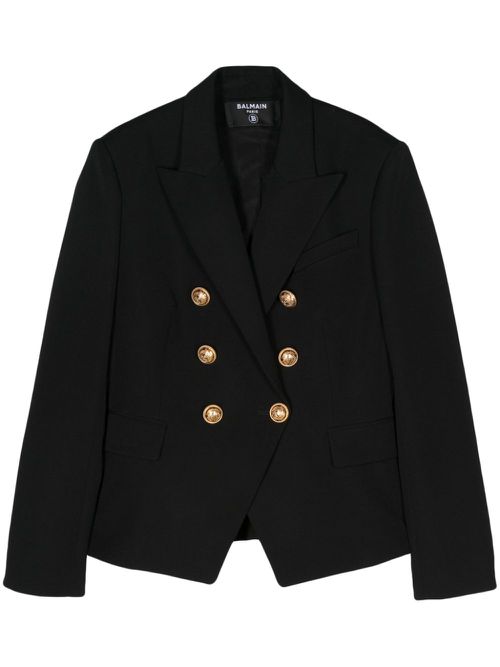 6-Button double-breasted wool blazer - Black