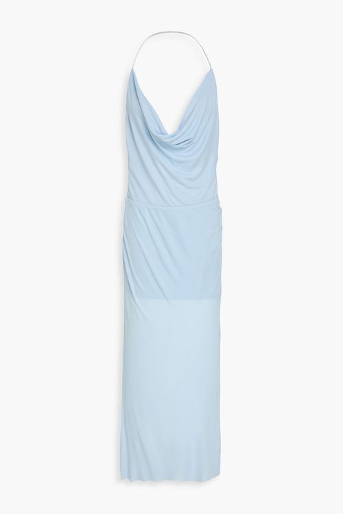 Lexie open-back crystal-embellished stretch-knit maxi dress - Blue - UK 12