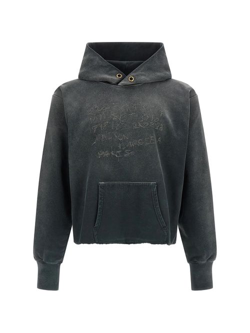 Logo Embroidered Cotton Hoodie with Raw-Cut Hem