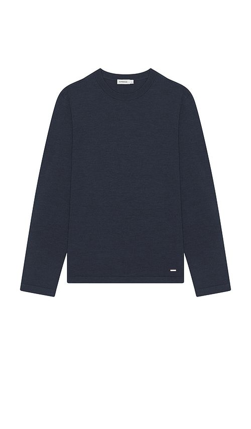 SIMKHAI Peter Long Sleeve Pullover Sweater in Deep Teal Melange.  XL/1X also in