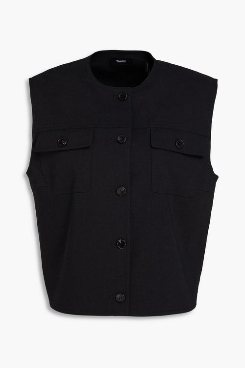 Trucker linen-blend vest - Black - US 14
