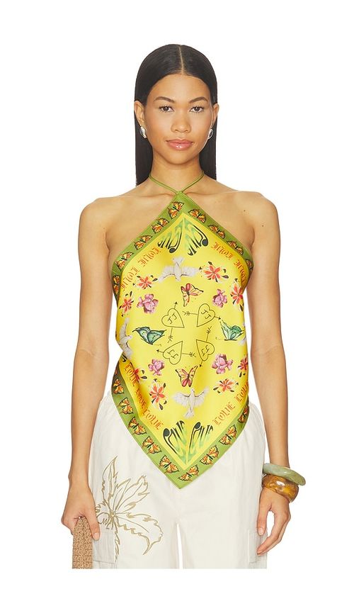 Juliet Johnstone Bandana Halter Top in Yellow. S. Also in M, L, XL/1X