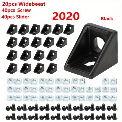 TEMU 20 /30pcs Aluminum Extrusion 2020 Aluminum Profiles Corner Bracket 20 Series Angle With T Slot Nuts And Bolts Hardware For 2020 2040v Slot