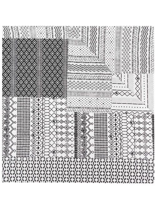 All-over graphic print scarf - White