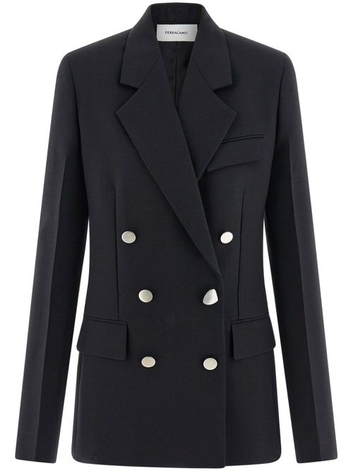 Double breasted wool blazer - Black