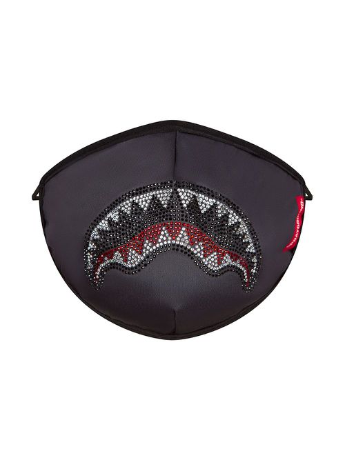 Graphic-print crystal-embellished face mask - Black