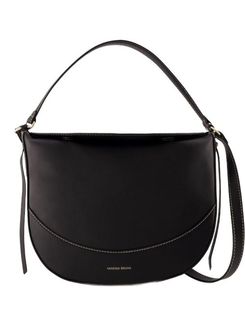 Large top handle curved shoulder bag - Black