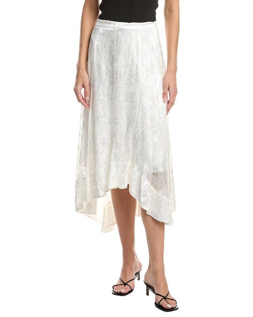 Abstract Textured Devore Asymmetric Silk-Blend Dress
