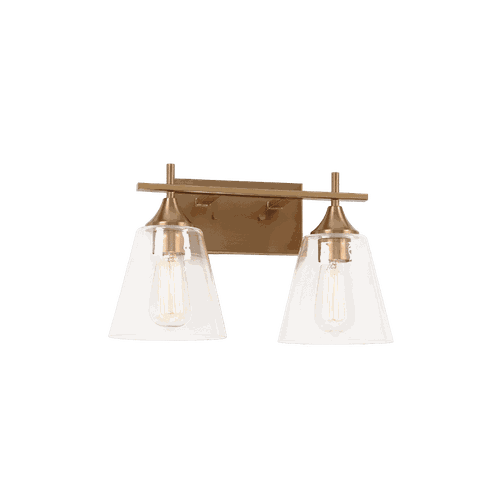 Aged Gold Brass Two Light Wall Sconce from the Hollis Collection