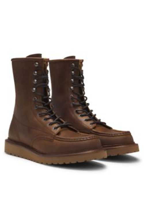 BOSS BECKHAM x half boots in leather - Light Brown Men's Boot