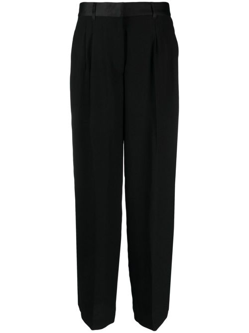 Pleat-detail wide-leg trousers - Black