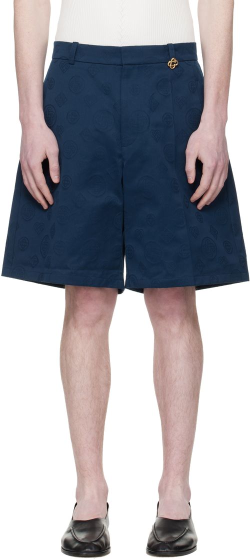 Navy Monogram Shorts