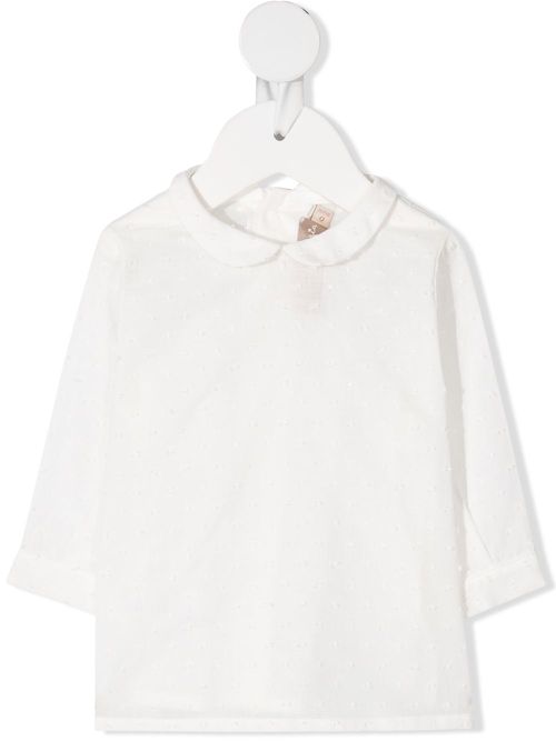 Textured spot blouse - White