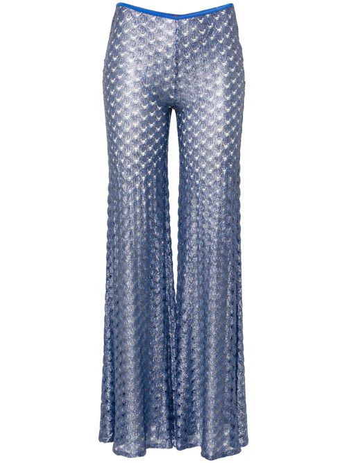 Lace-effect flared trousers - Blue