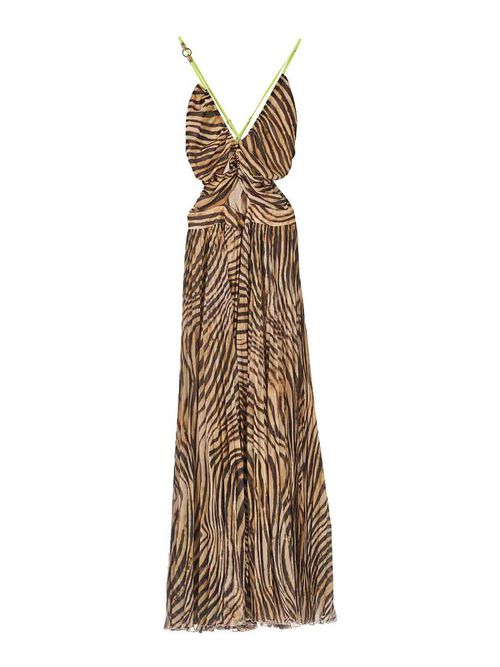 Long Plisse Dress Dress Georgette Tiger