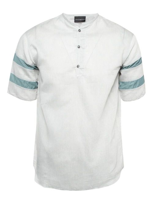 Striped half-front T-shirt - Grey