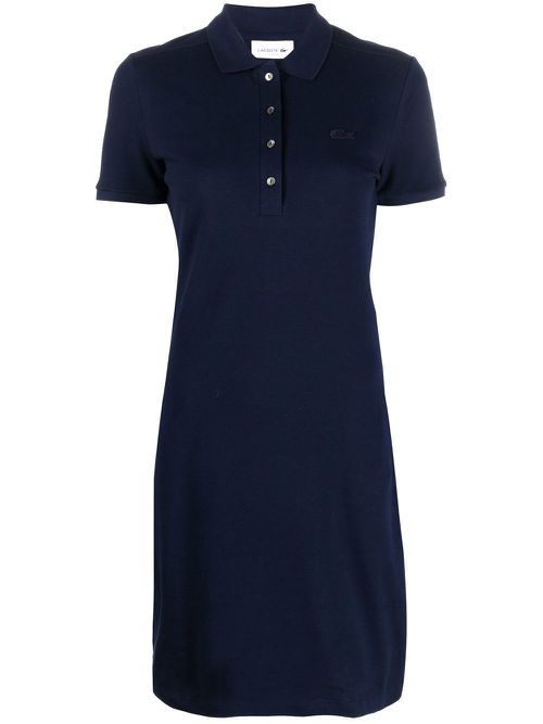 Logo-patch short-sleeve polo dress - Blue