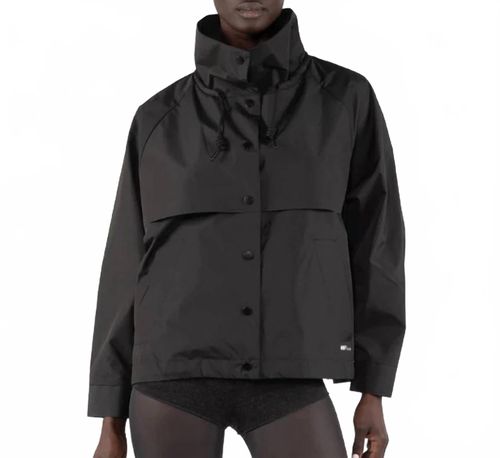 Short Water Repellent Jacket With Hood In Black