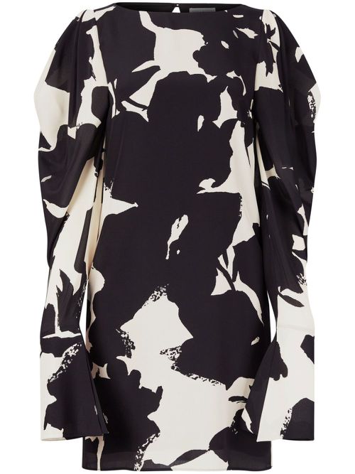 Abstract-print silk-twill dress - Black