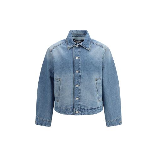 Button-Front Denim Denim Jacket — Blue