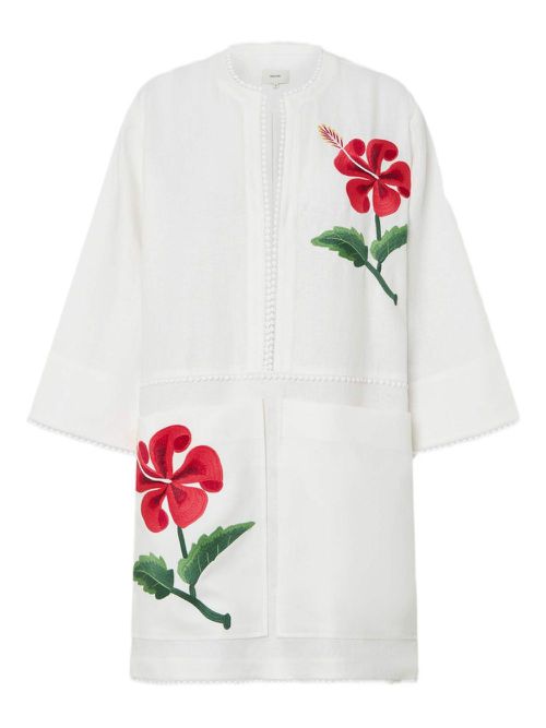 Floral-embroidered dress - White