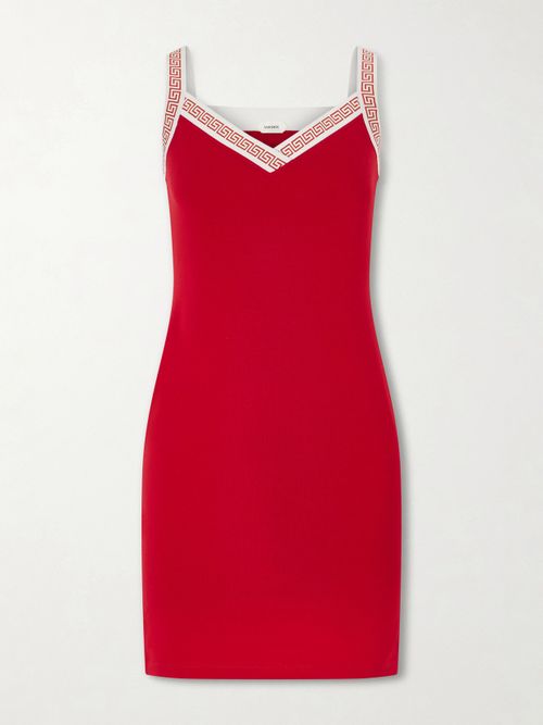 Logo-jacquard Cotton-jersey Mini Dress - Red