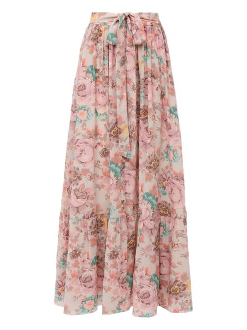 Floral-print ruffled beach skirt - Neutrals