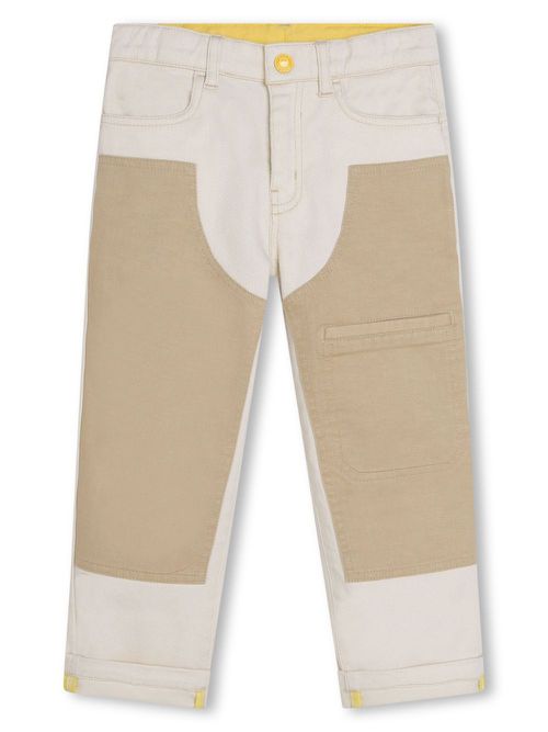 Logo-patch straight-leg trousers - Neutrals